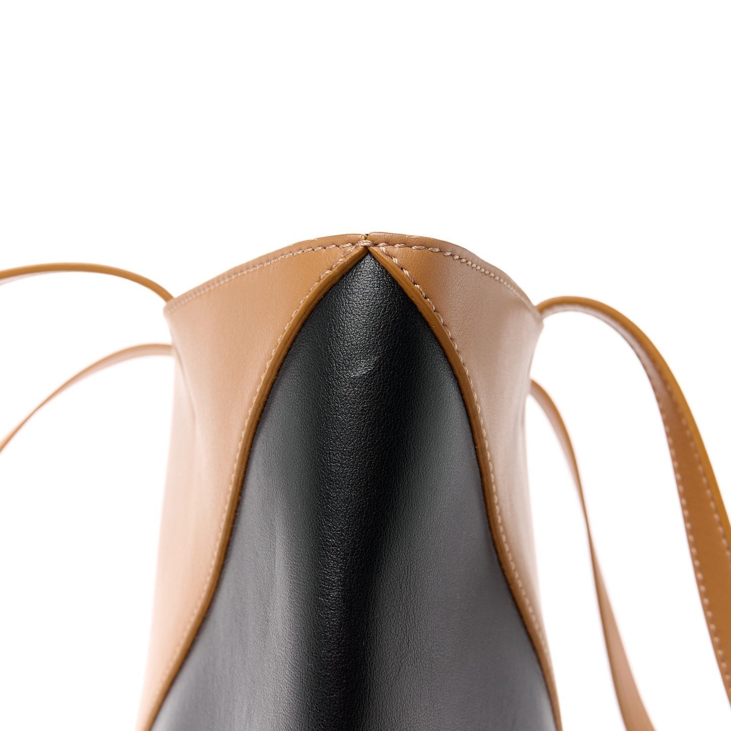 Shiny Calfskin Medium Puzzle Fold Tote Warm Desert Black