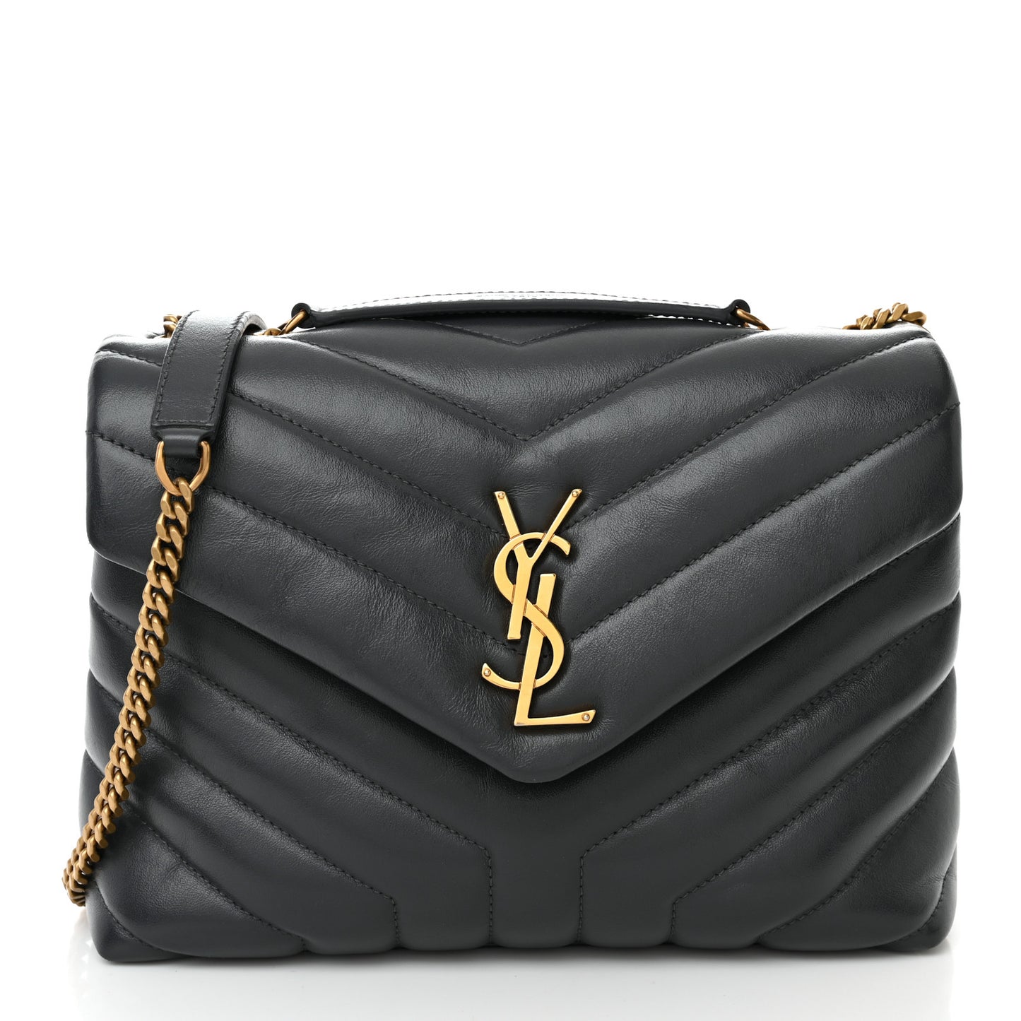 Calfskin Y Quilted Monogram Small Loulou Chain Satchel Storm