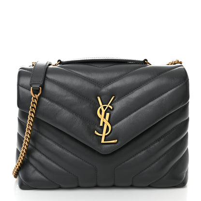 Saint Laurent Calfskin Y Quilted Monogram Small Loulou Chain Satchel Storm 1 of 10