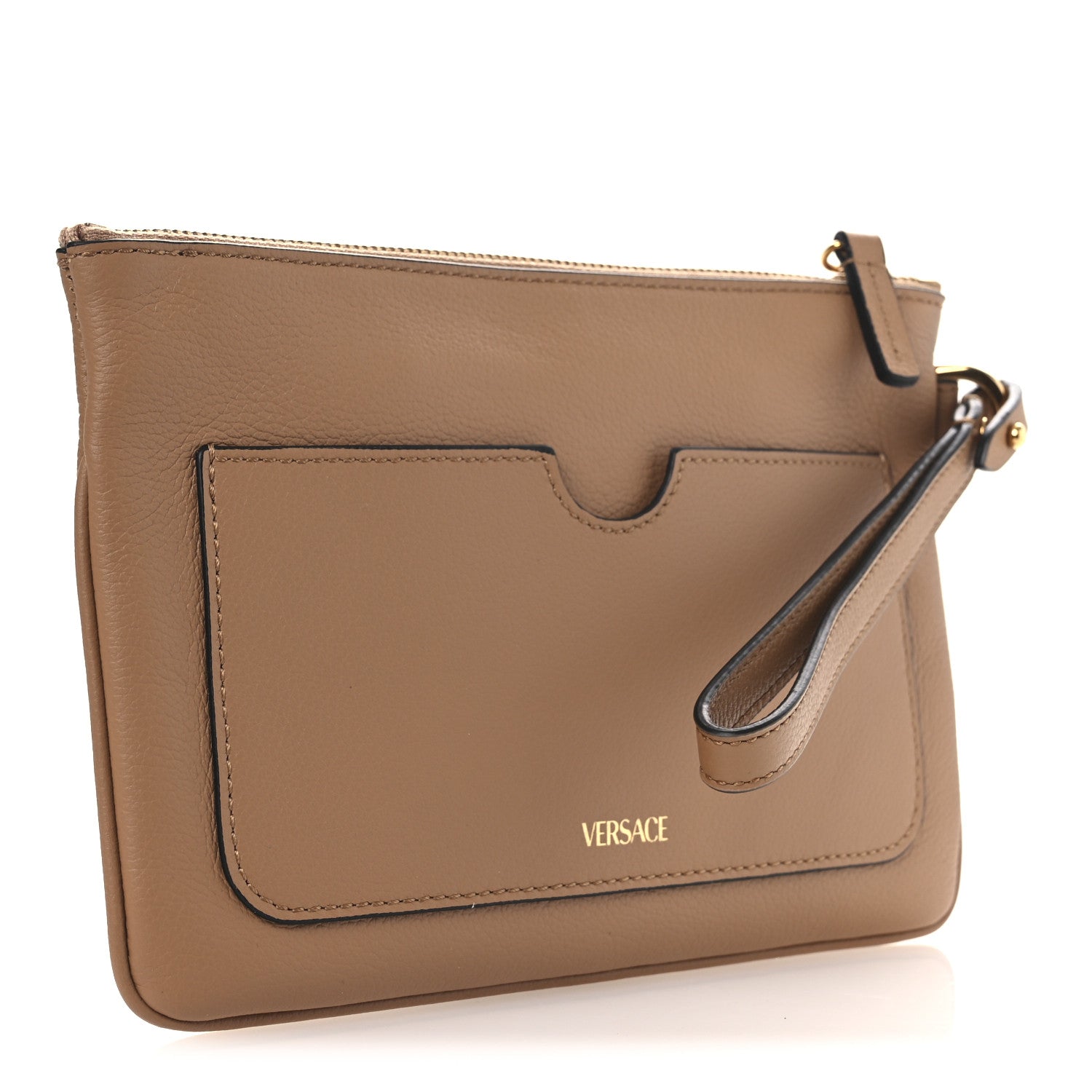 Versace Grained Calfskin La Medusa Pouch Caramel 3 of 6