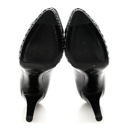 Chanel Lambskin CC Cap Toe Platform Chain Pumps 40 Black 11 of 20