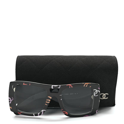 Chanel Acetate CC Logo Square Sunglasses 71628 Black Multicolor 8 of 8