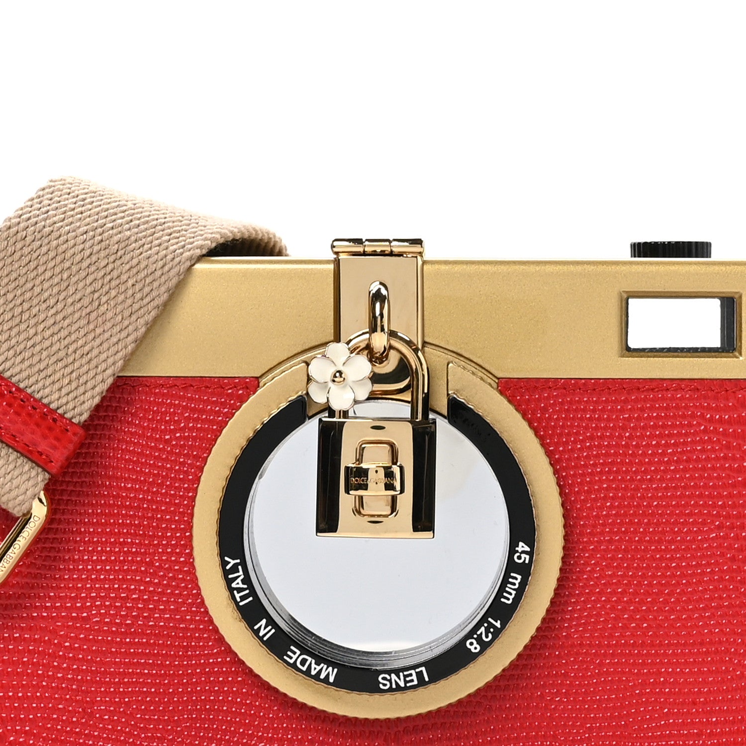 Dolce & Gabbana Lizard Camera Shoulder Bag Red Gold 7 of 9