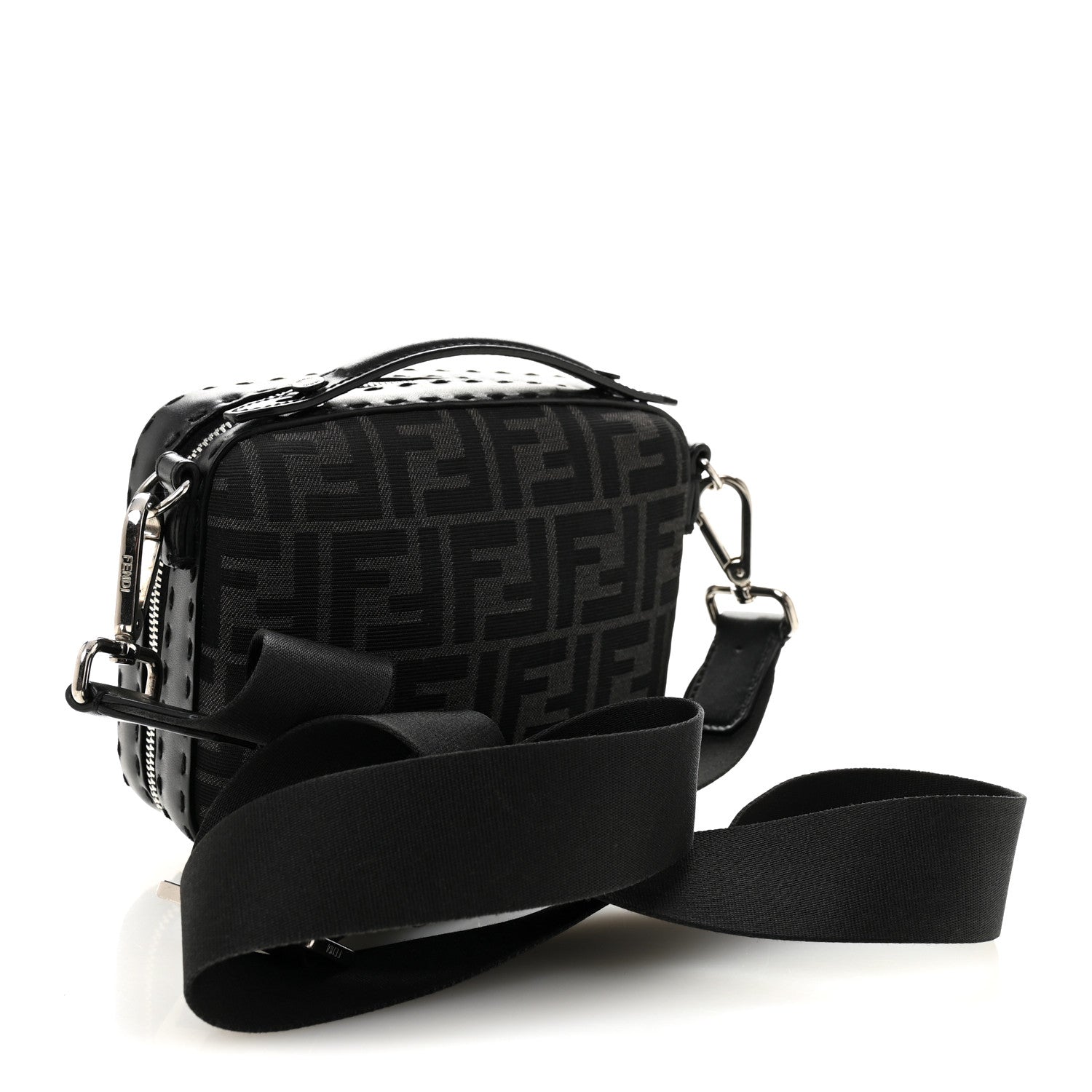 Fendi Recycled Fabric Jacquard Vitello Astro FF 1974 Mini Suitcase Bag Asfalto Black 3 of 10