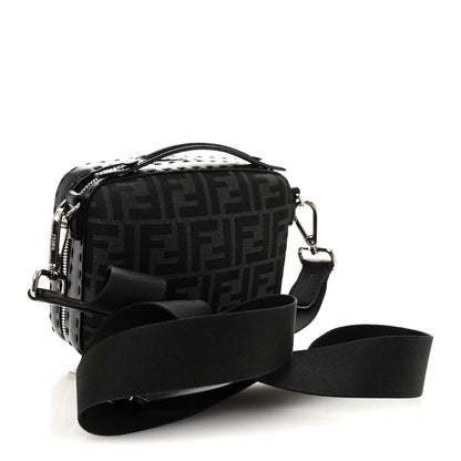 Fendi Recycled Fabric Jacquard Vitello Astro FF 1974 Mini Suitcase Bag Asfalto Black 3 of 10