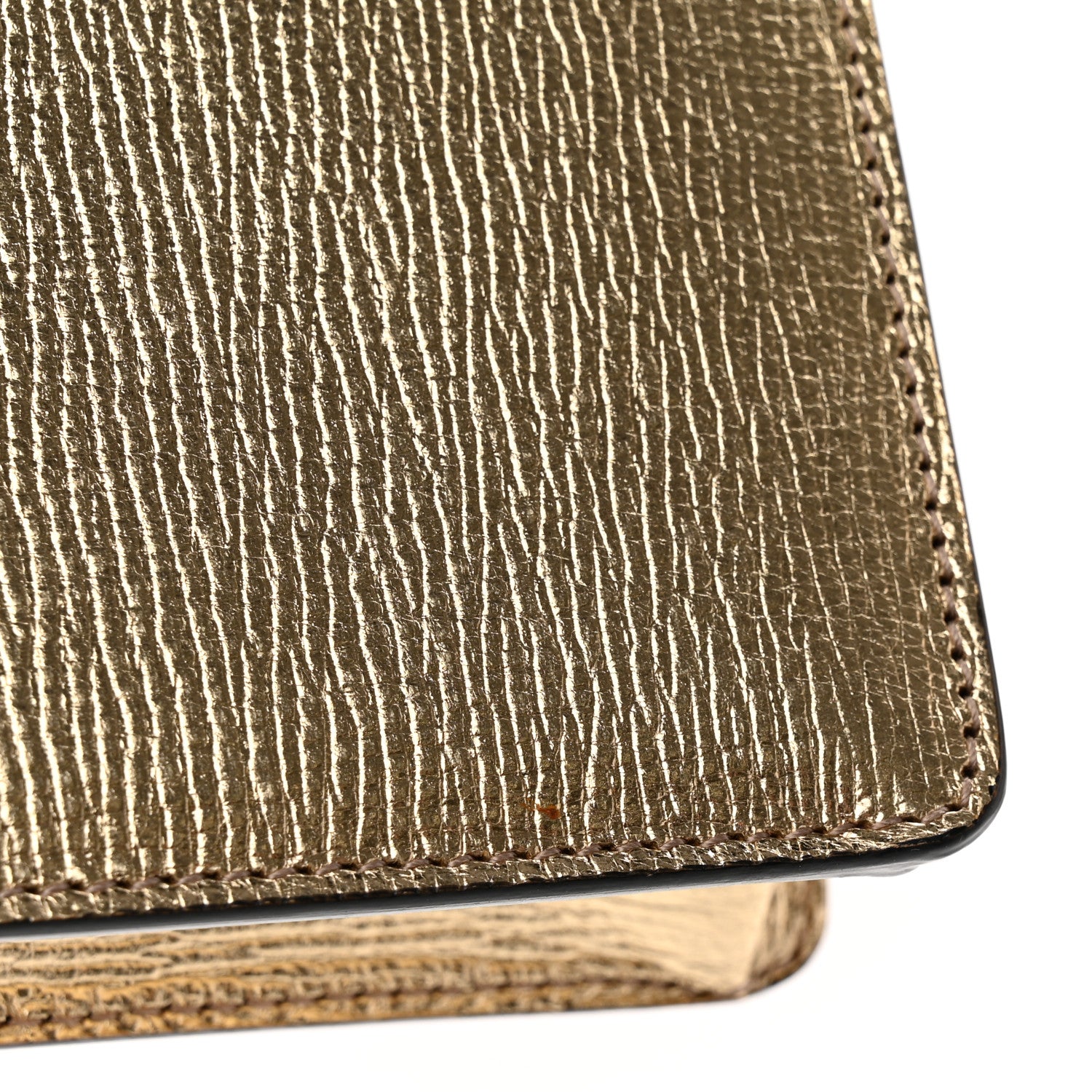 Salvatore Ferragamo Metallic Hammered Calfskin Thalia Clutch With Chain Gold 11 of 14