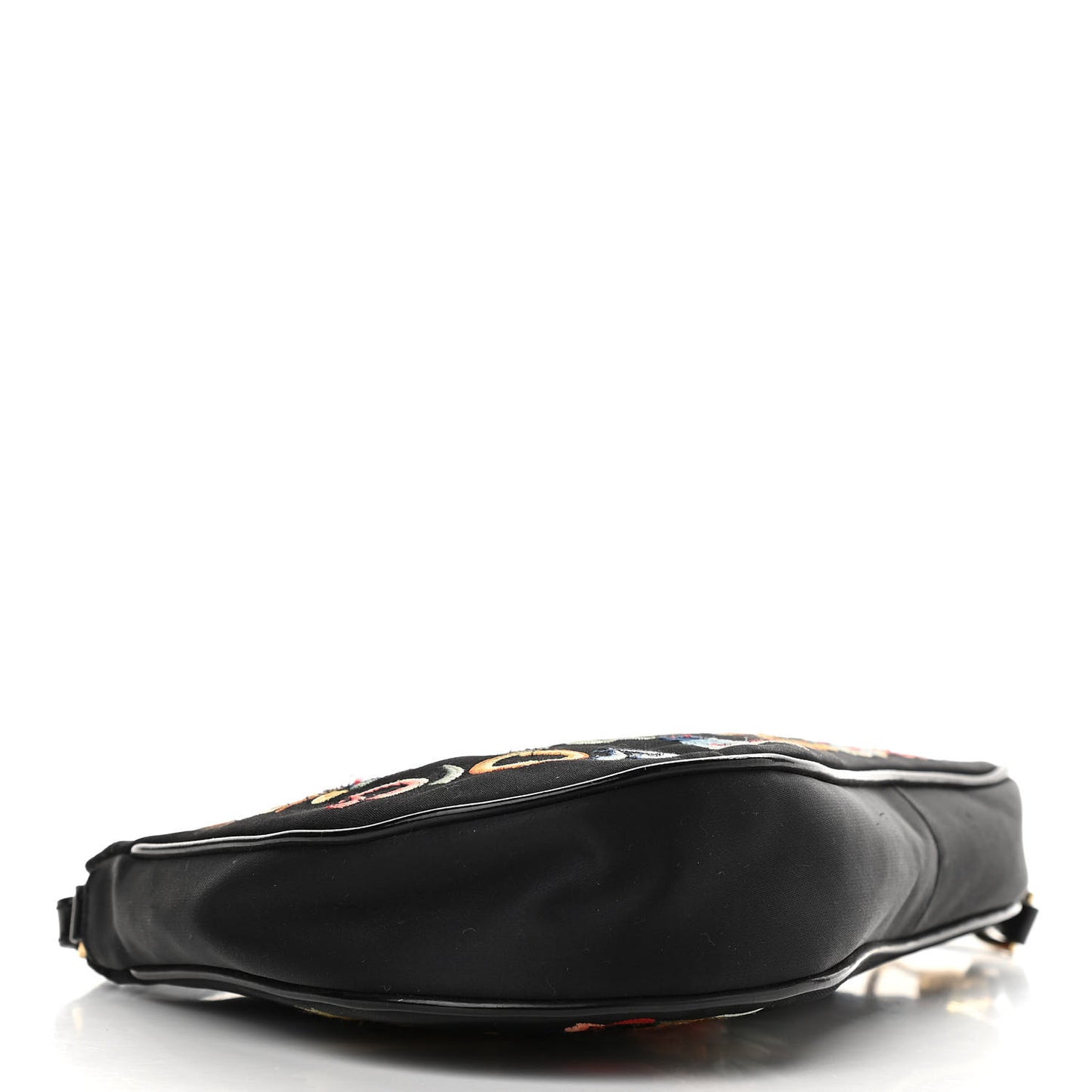 Satin Embroidered Koi Saddle Bag Black