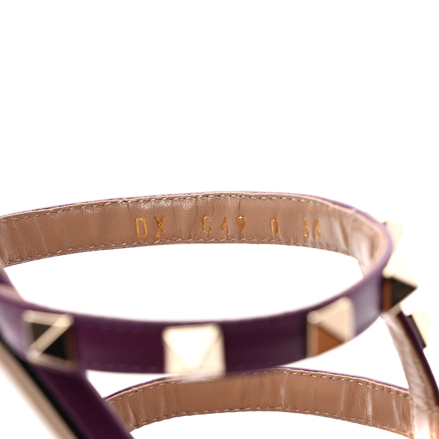 Calfskin Nappa Rockstud Caged Flat Slide Sandals 36 Prune