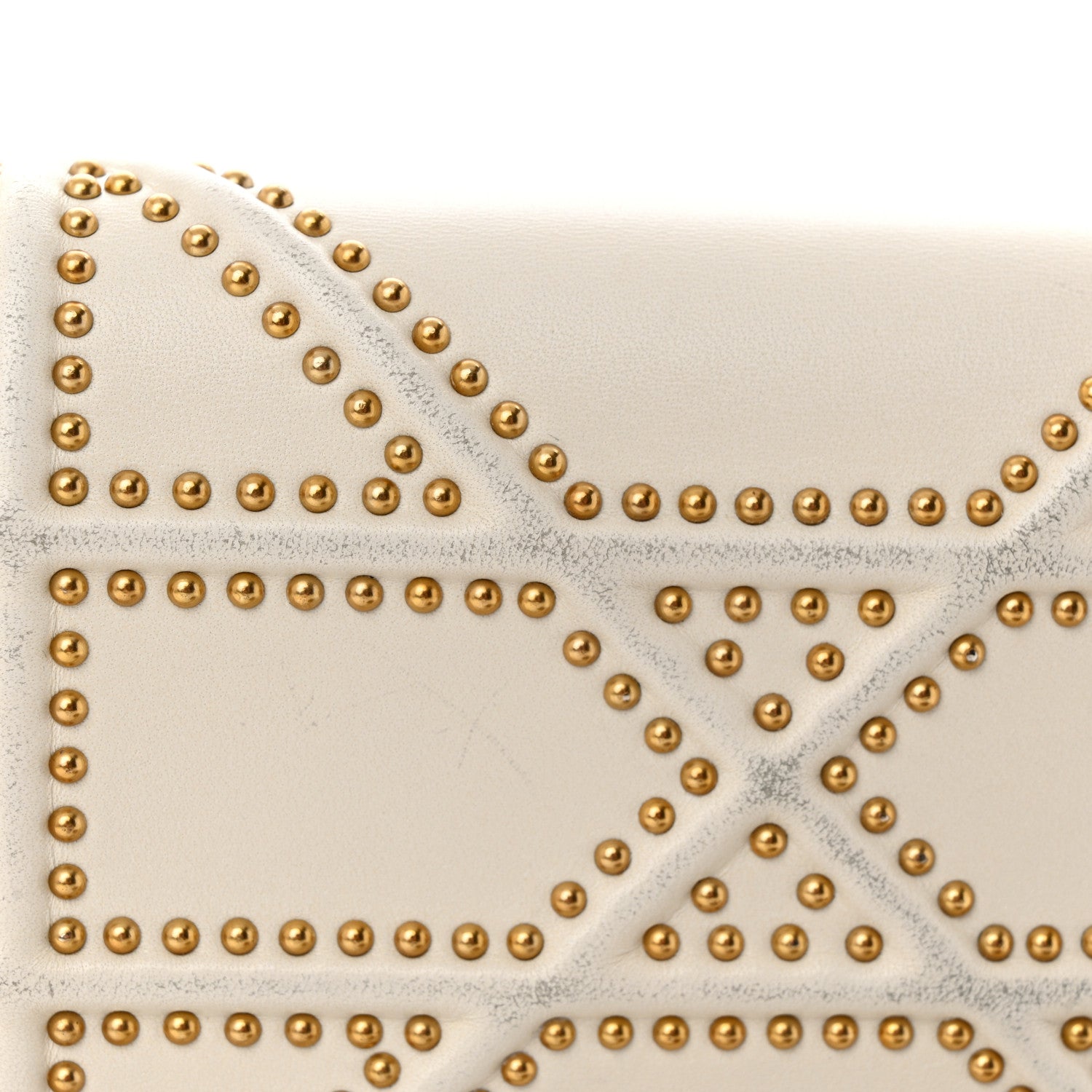 Christian Dior Lambskin Studded Diorama Wallet on Chain Pouch Off White 13 of 13