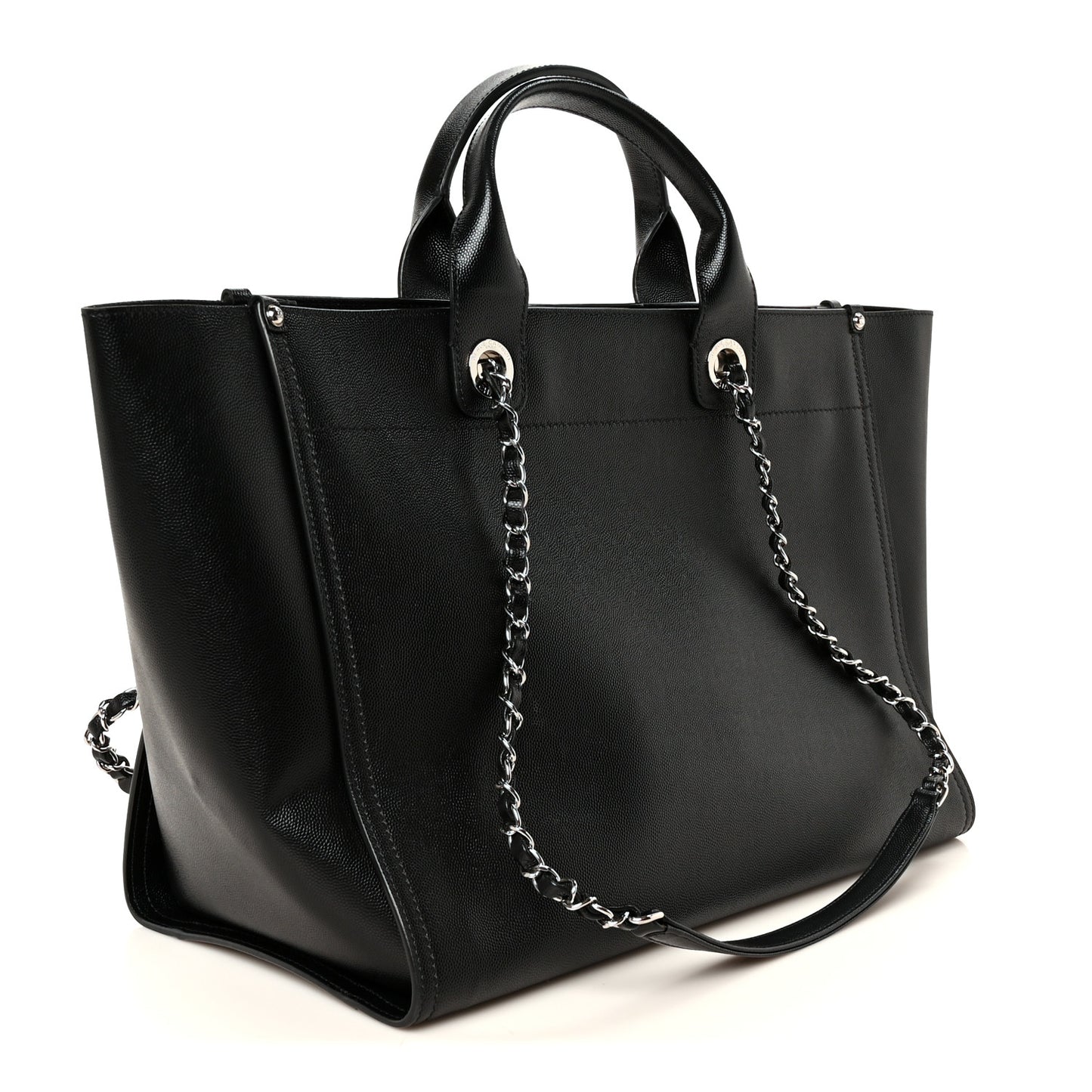 Caviar Medium Studded Deauville Tote Black