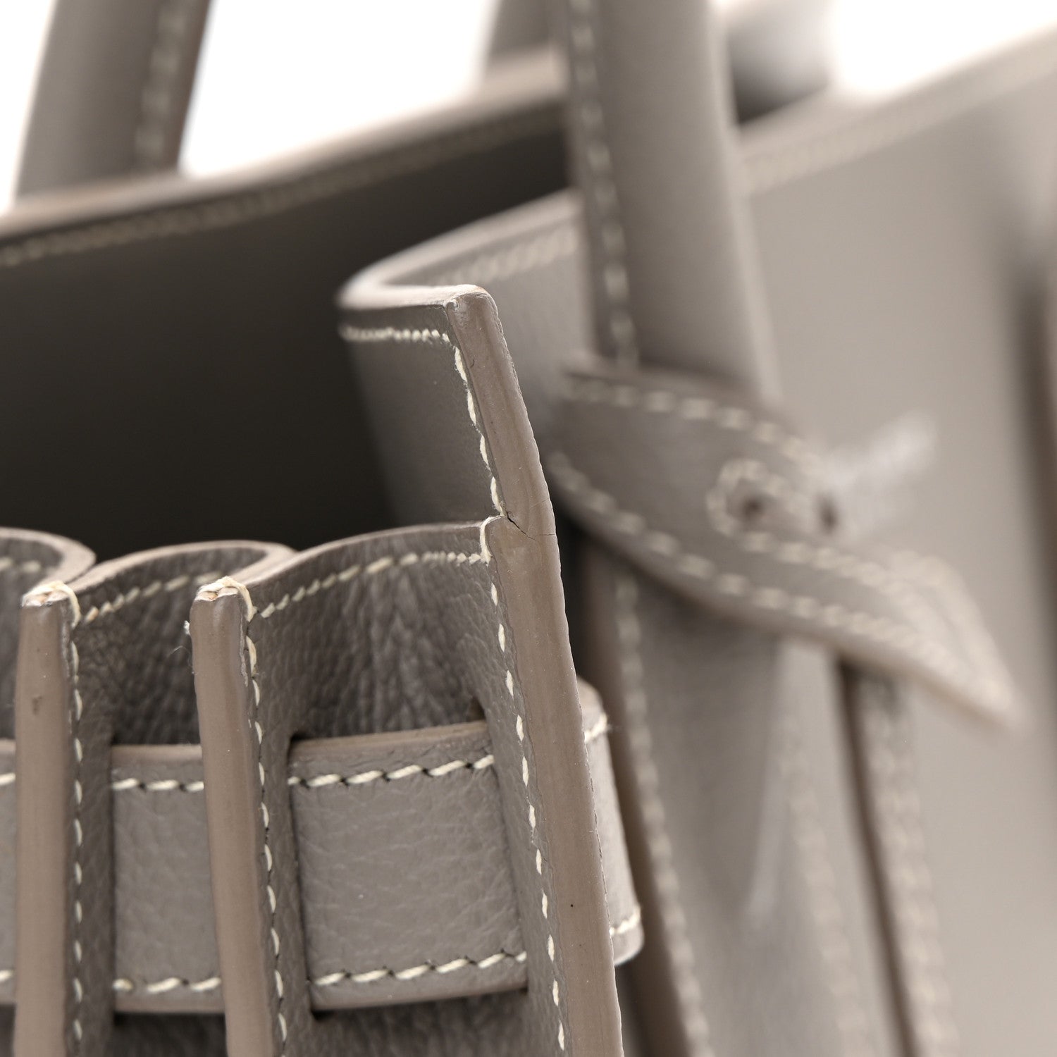 Saint Laurent Grained Calfskin Topstich Baby Sac De Jour Fog 12 of 20