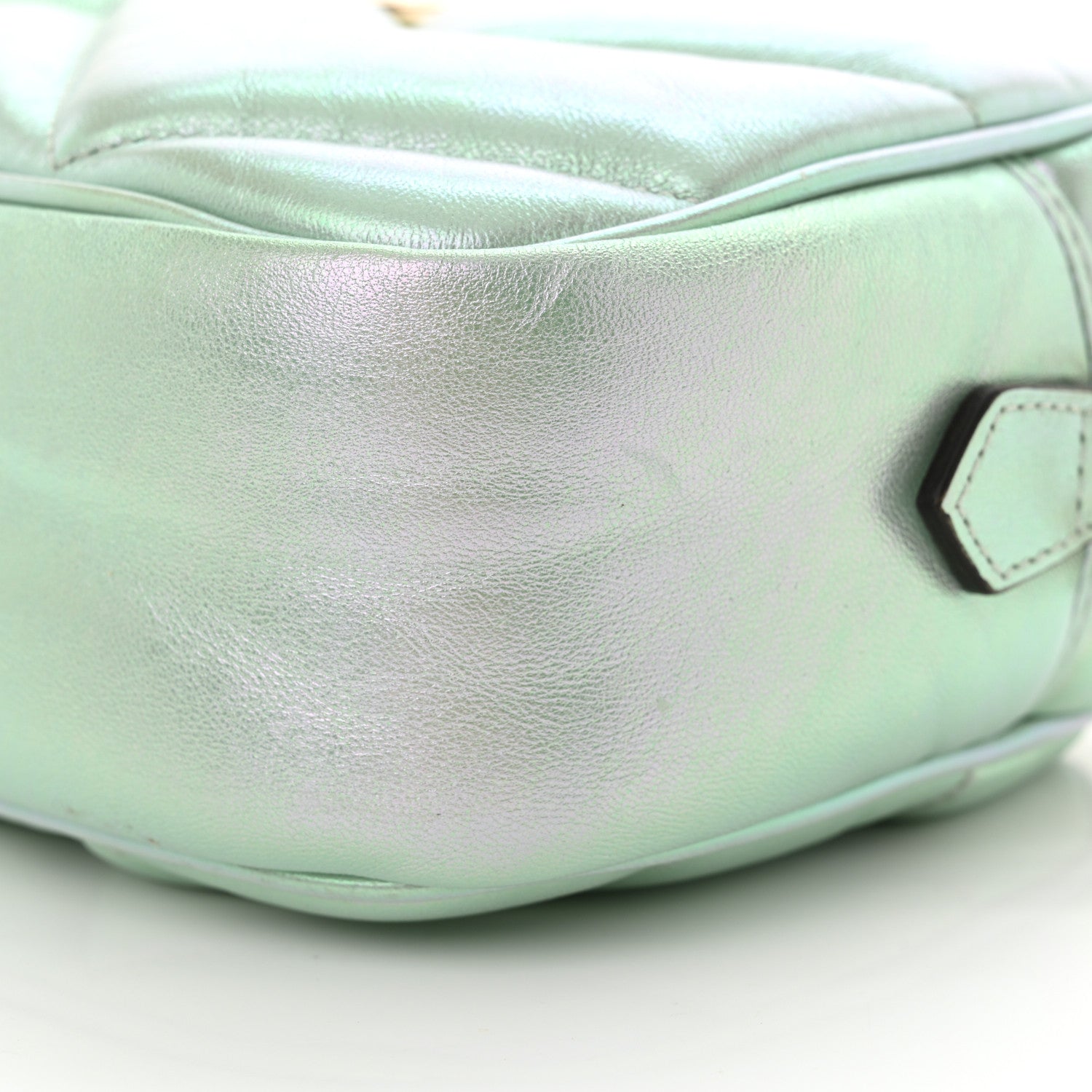 Gucci Iridescent Nappa Chevron Matelasse Small GG Marmont Chain Shoulder Bag Iridescent Salvy Green 12 of 12