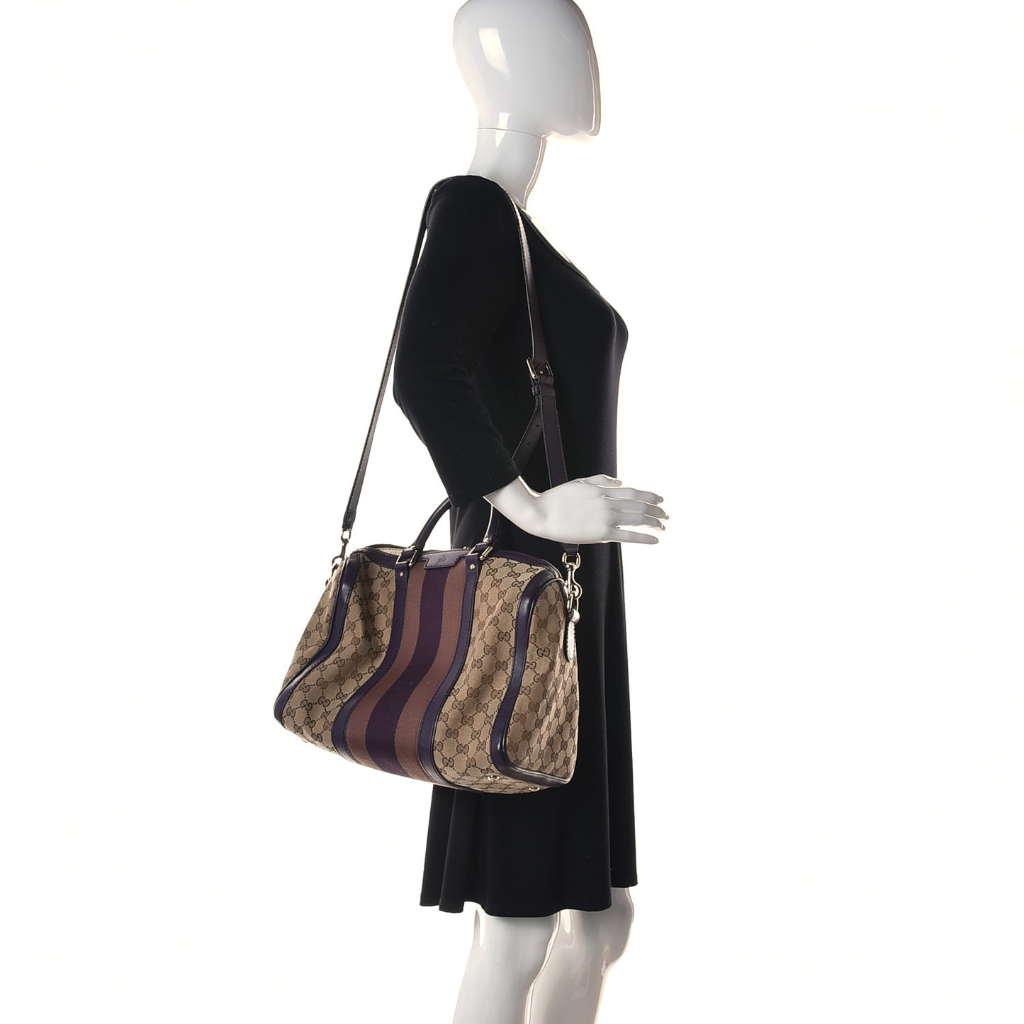 Monogram Vintage Web Medium Boston Dark Purple