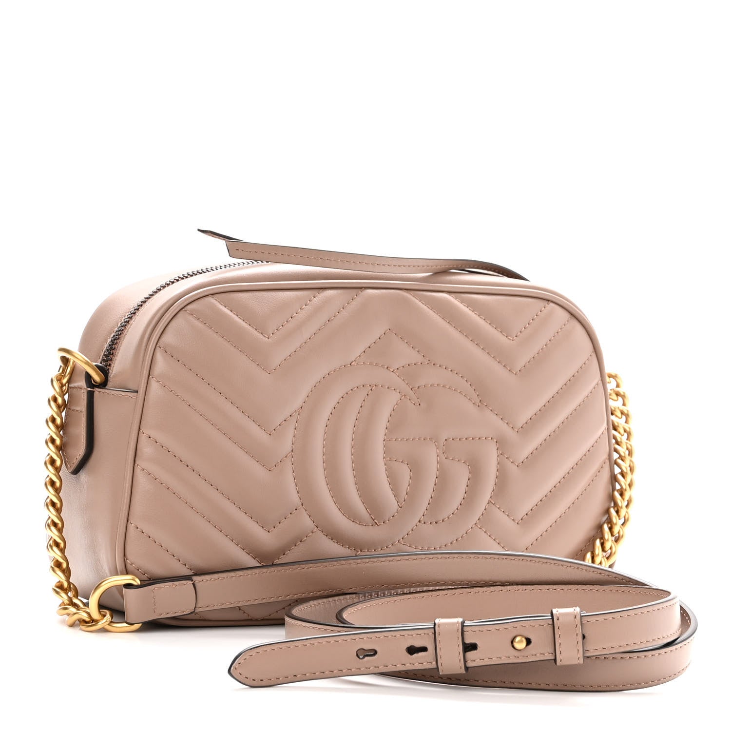 Gucci Calfskin Matelasse Small GG Marmont Chain Shoulder Bag Porcelain Rose 3 of 9