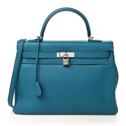 Hermes Taurillon Clemence Kelly Retourne 35 Bleu Izmir 1 of 11