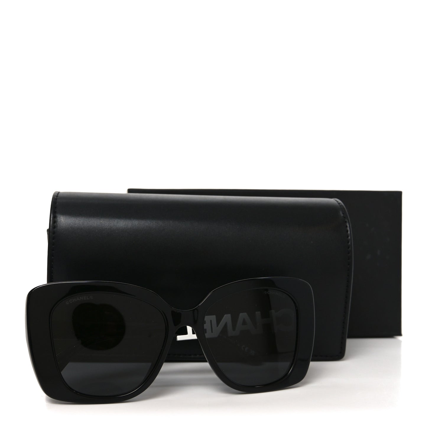 Acetate Strass Square Sunglasses 5422-B Black White