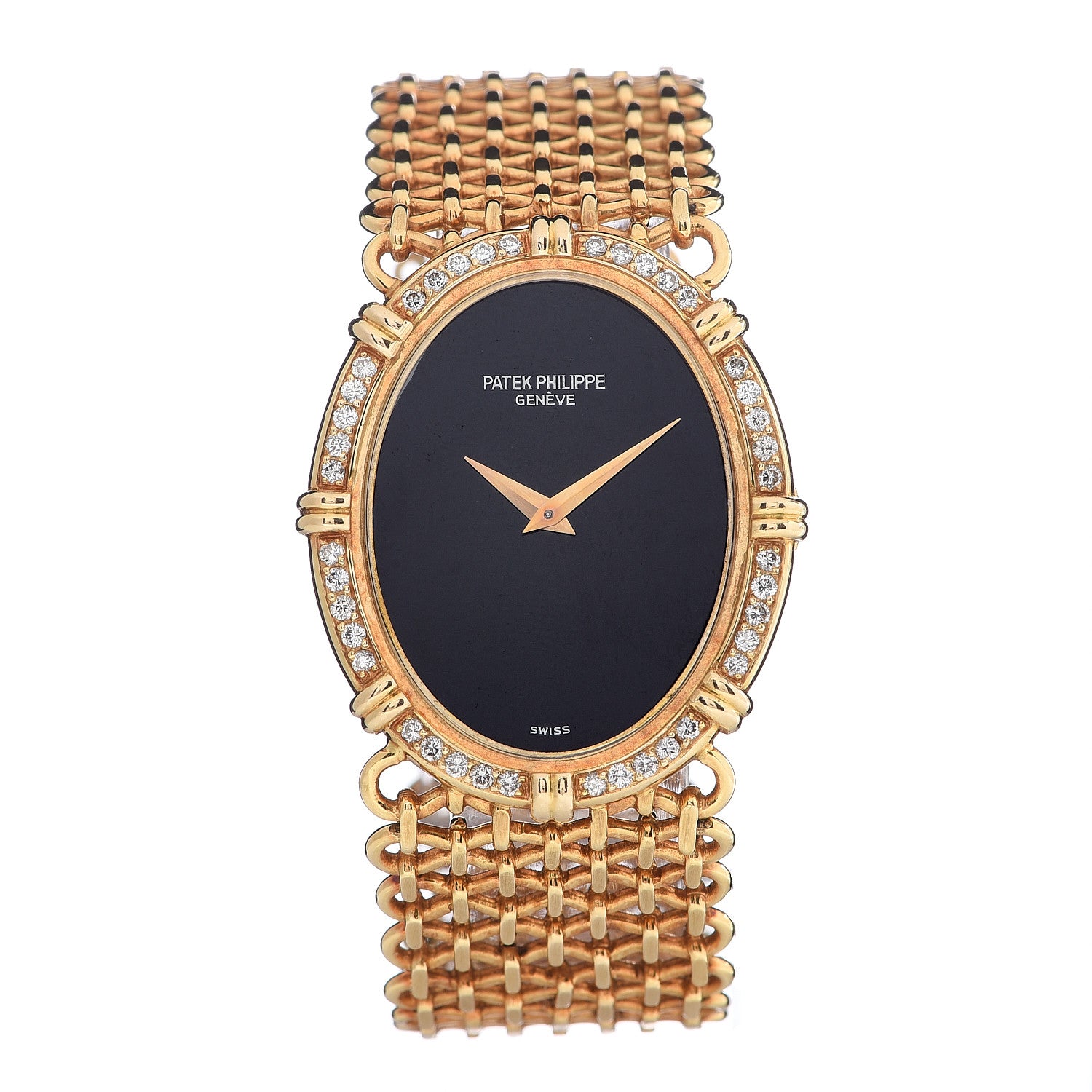 Patek Philippe 18K Yellow Gold Diamond 27mm Manual Winding Watch Black 2486 1 of 7