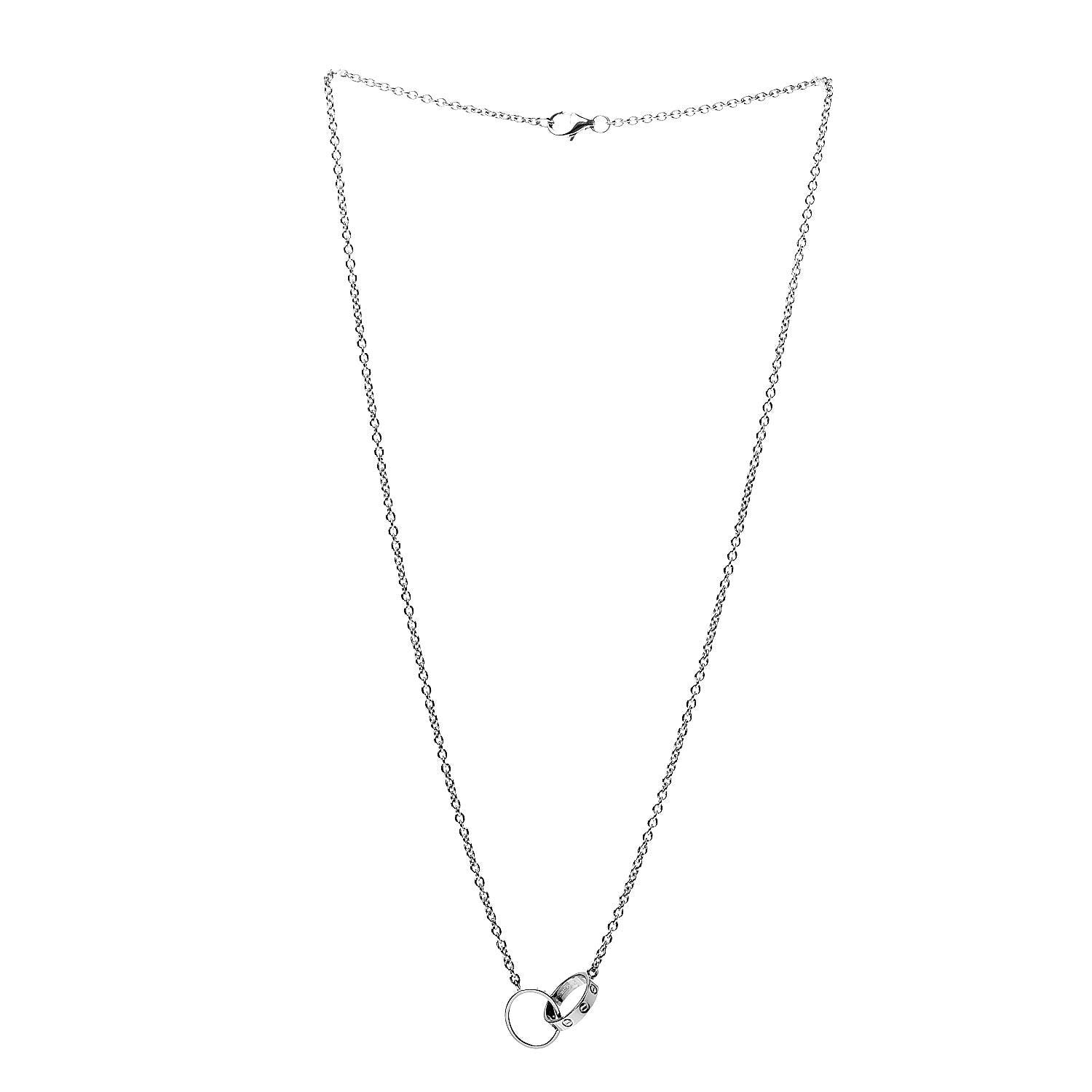 Cartier 18K White Gold Interlocking LOVE Necklace 3 of 7