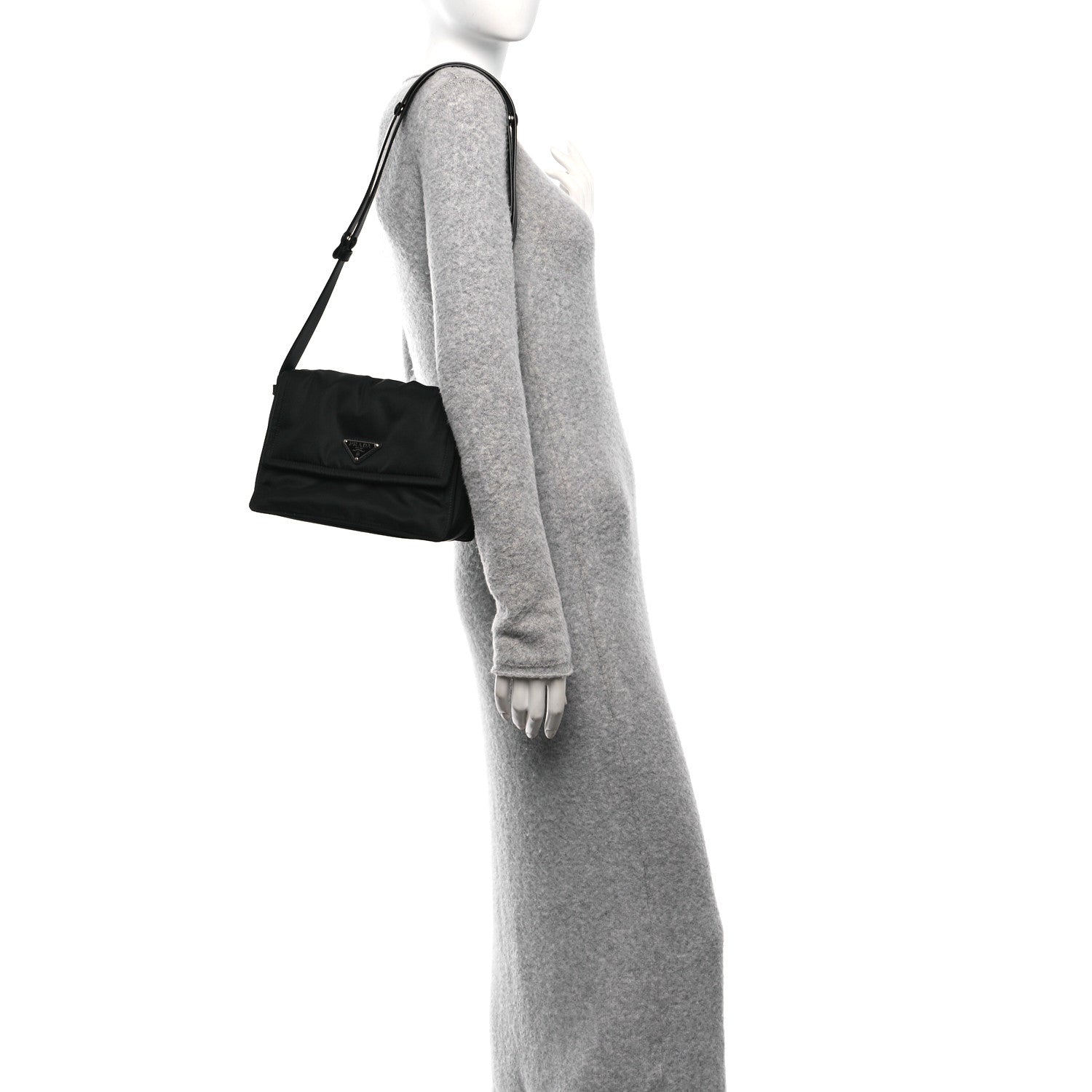 Prada Re-Nylon Vitello Padded Small Flap Shoulder Bag Black 2 of 9