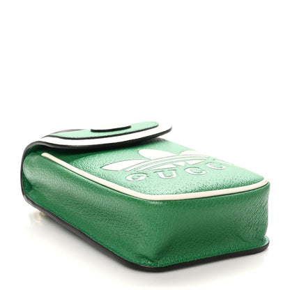 Gucci X ADIDAS Textured Dollar Calfskin Trefoil Embossed Phone Crossbody Bag New Shamarock 4 of 10