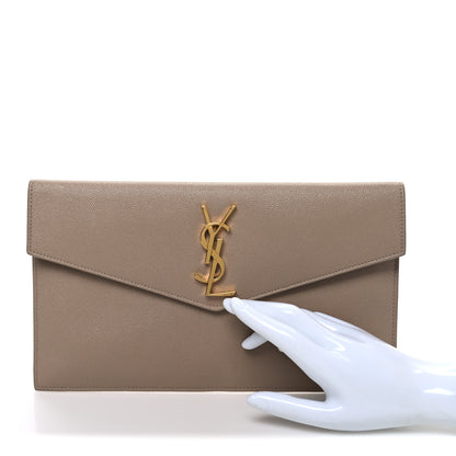 Saint Laurent Grain De Poudre Uptown Pouch Dark Beige 2 of 8
