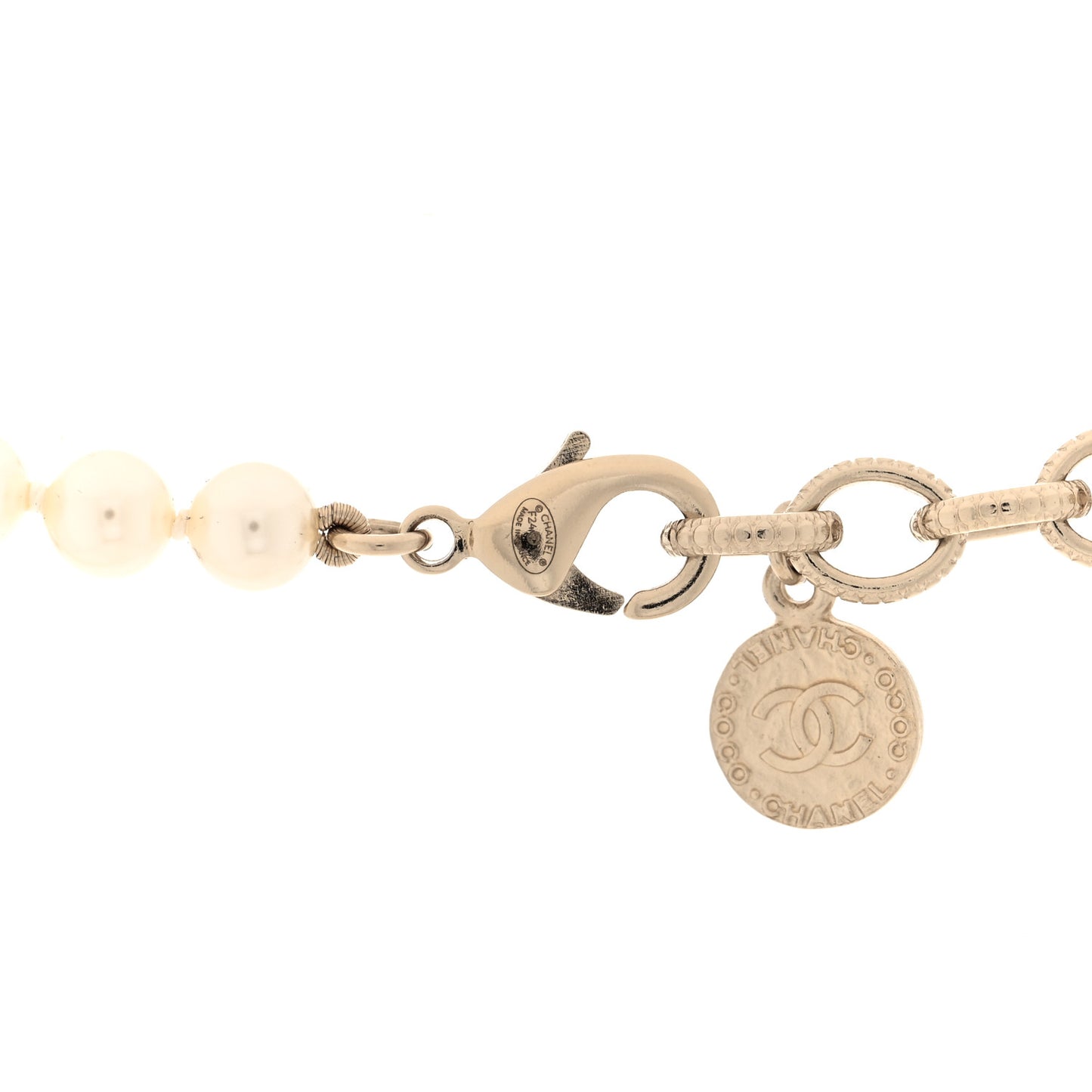 Graduated Pearl CC Short Necklace Gold