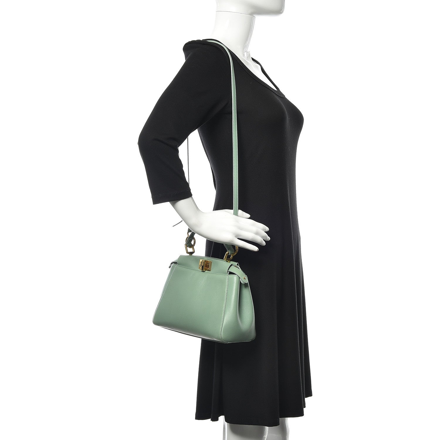 Fendi Nappa Mini Peekaboo Iconic Satchel Menta 2 of 11
