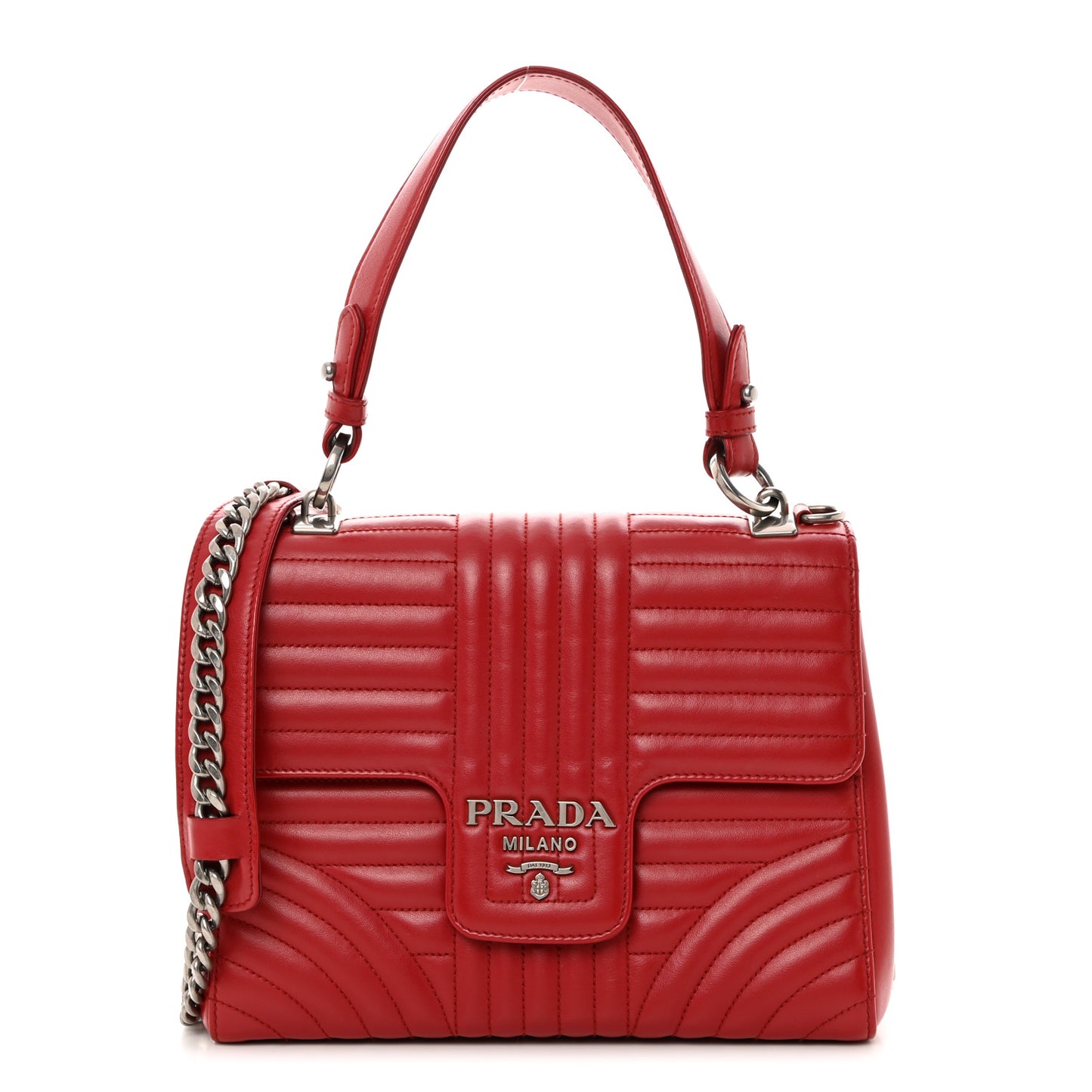 Soft Calfskin Impunture Diagramme Flap Top Handle Bag Fuoco
