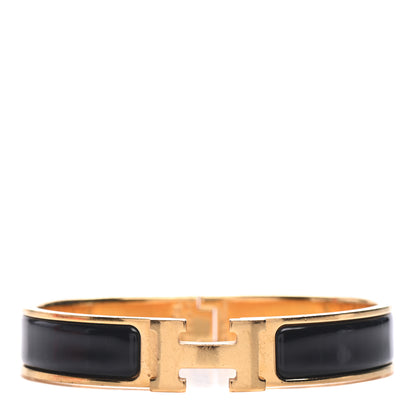 Hermes Enamel Narrow Clic Clac H Bracelet GM Black 1 of 8