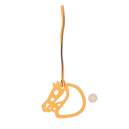 Hermes Swift Paddock Cheval Horse Bag Charm Jaune D'or 2 of 4