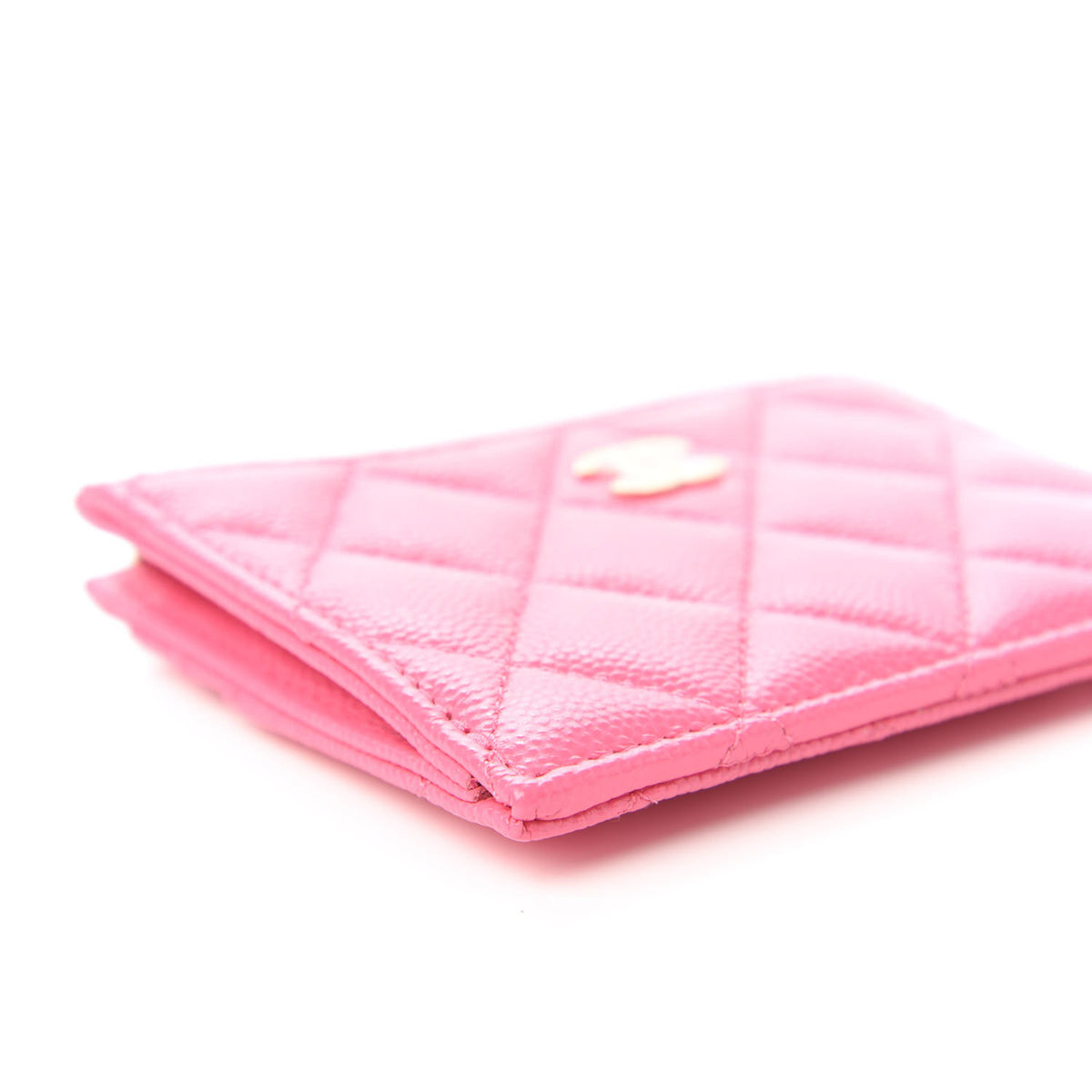 Caviar Quilted CC Zip Card Holder Pink