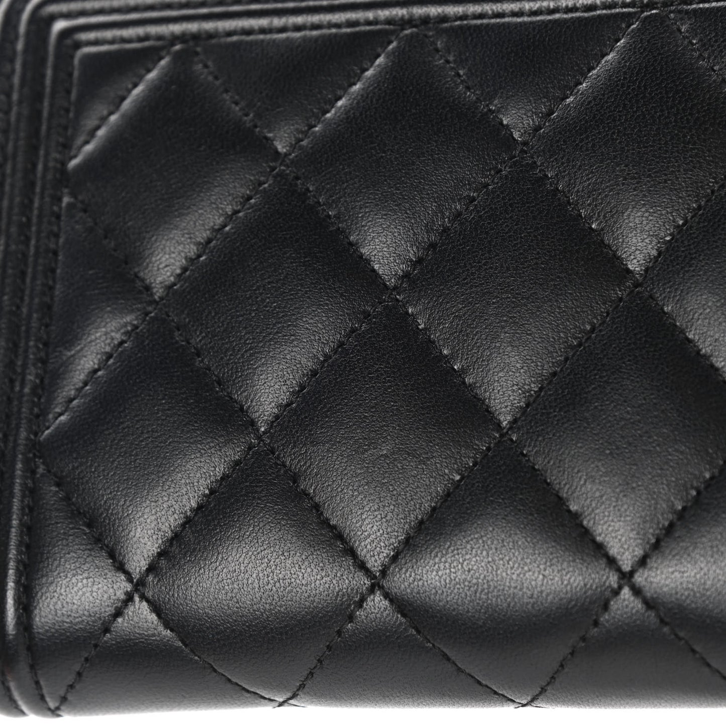 Lambskin Quilted Boy Zip Around Wallet Black