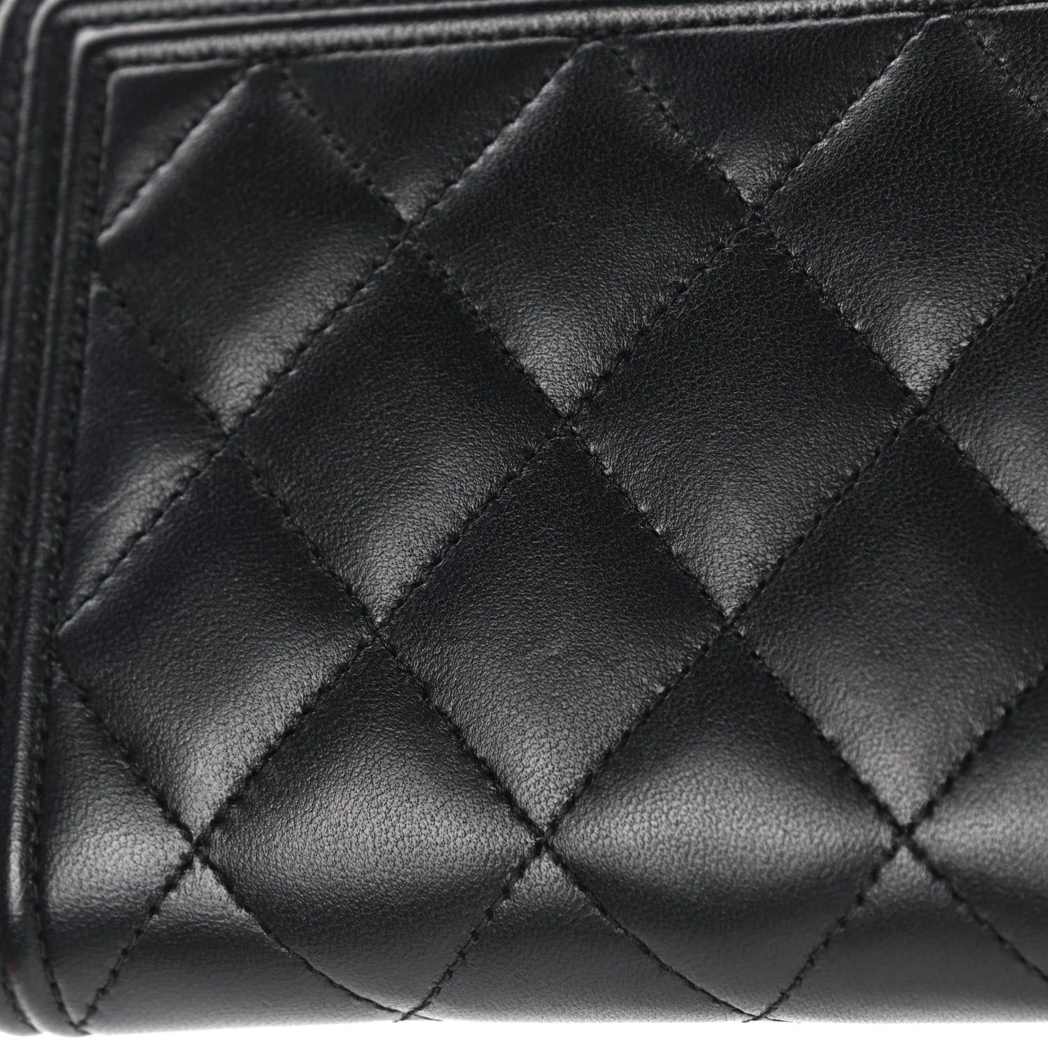 Chanel Lambskin Quilted Boy Zip Around Wallet Black 10 of 10