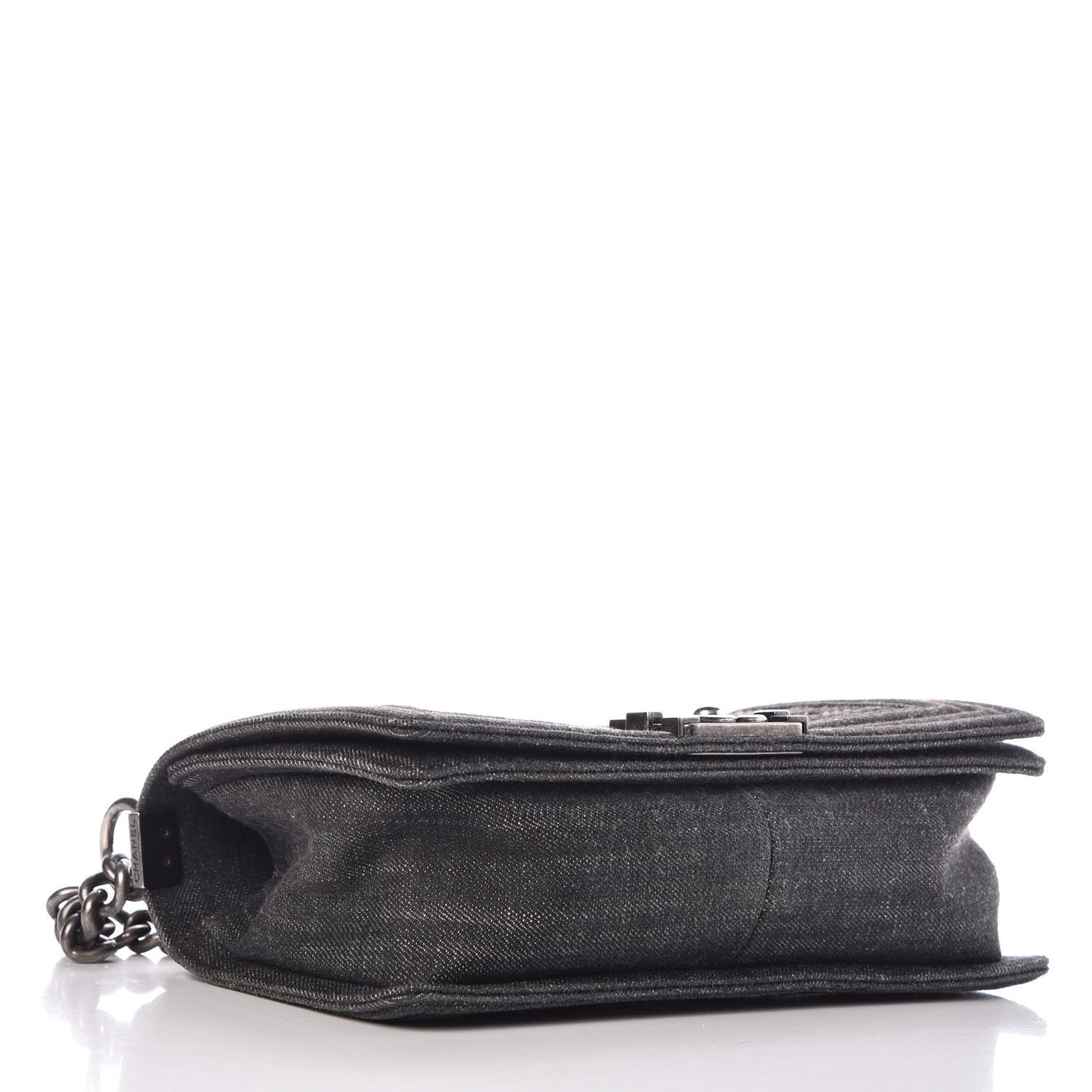 Denim Quilted Medium Boy Flap Black