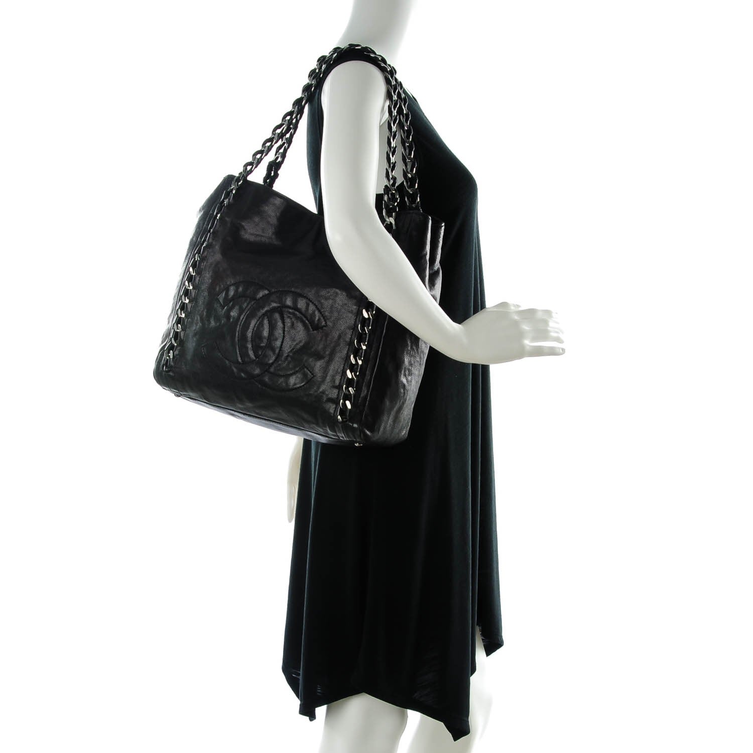 Chanel Glazed Caviar Modern Chain Tote Black 2 of 10