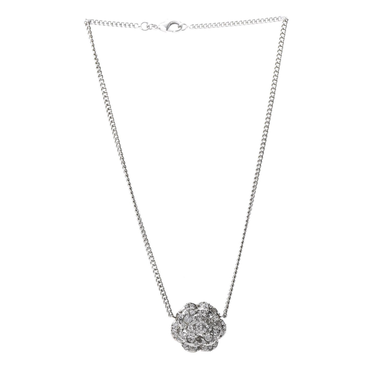 Strass CC Camellia Necklace Silver