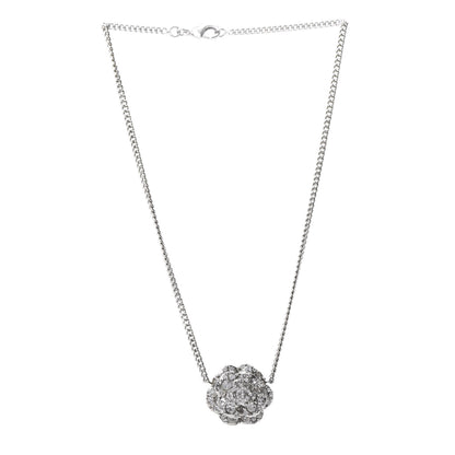 Chanel Strass CC Camellia Necklace Silver 3 of 5