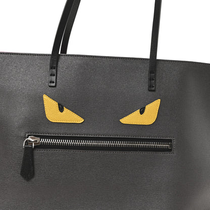Fendi Vitello Elite Cuoio Monster Buggies Medium Roll Tote Carbone Black Multicolor Magenta 9 of 11