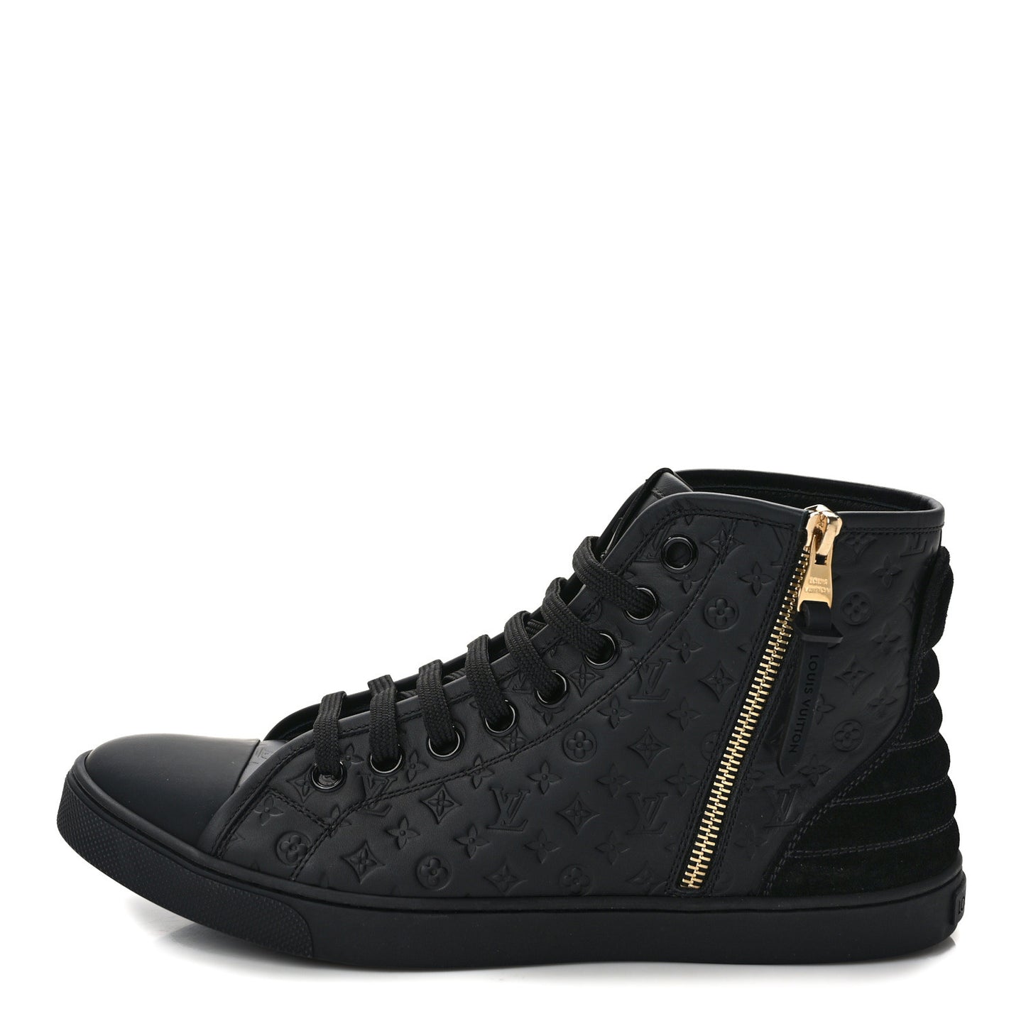 Calfskin Embossed Monogram Punchy High Top Sneakers 40 Black