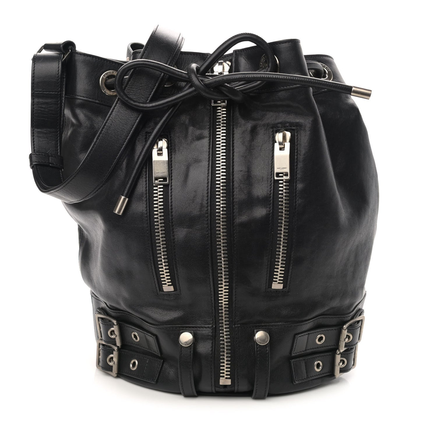 Calfskin Medium Rider Bucket Bag Black
