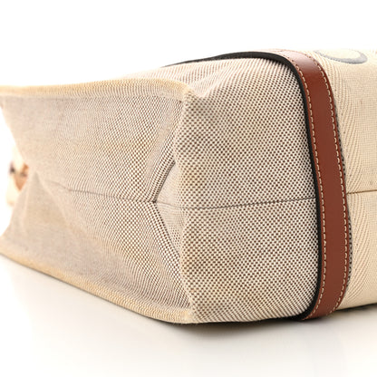 Chloe Linen Calfskin Medium Woody Ribbon Tote White Brown 9 of 18