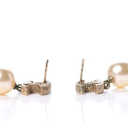 Chanel Pearl CC Drop Earrings Gold 6 of 7