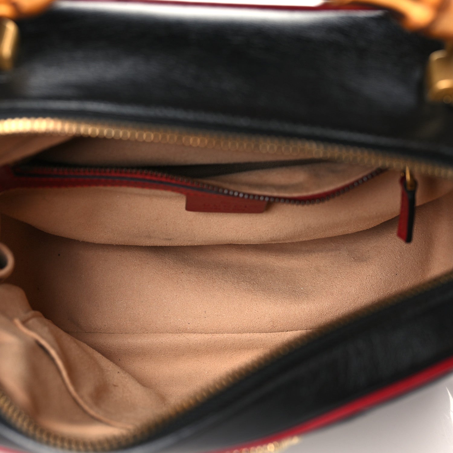 Gucci Vintage Effect Calfskin Matelasse Diagonal Small Torchon GG Marmont Bamboo Top Handle Shoulder Bag Black Romantic Cherry 5 of 9
