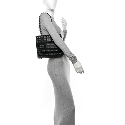 Chanel Lambskin Quilted Chocolate Bar Mademoiselle Shoulder Bag Black 2 of 9