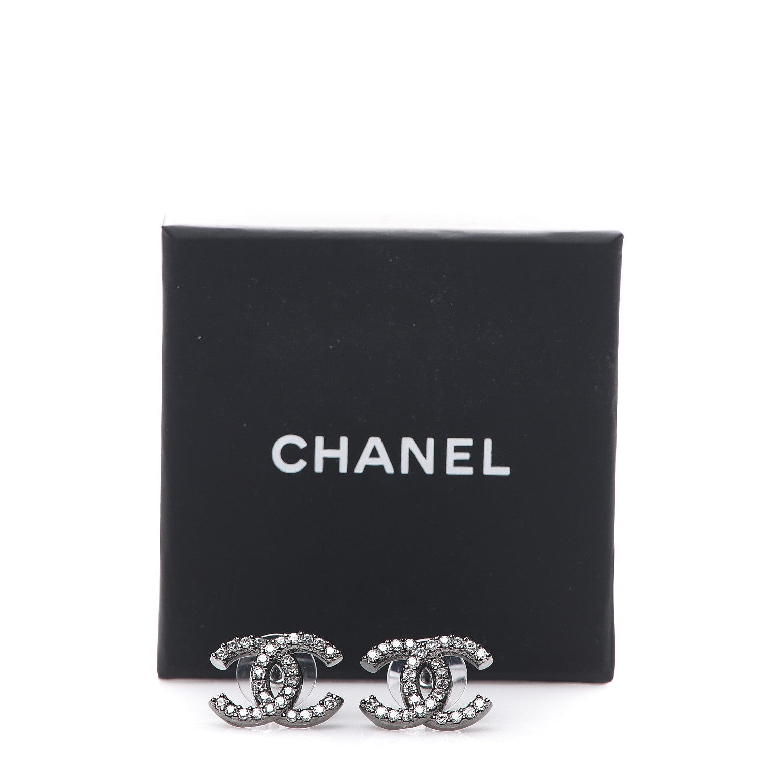 Chanel Ruthenium Crystal CC Earrings 4 of 4