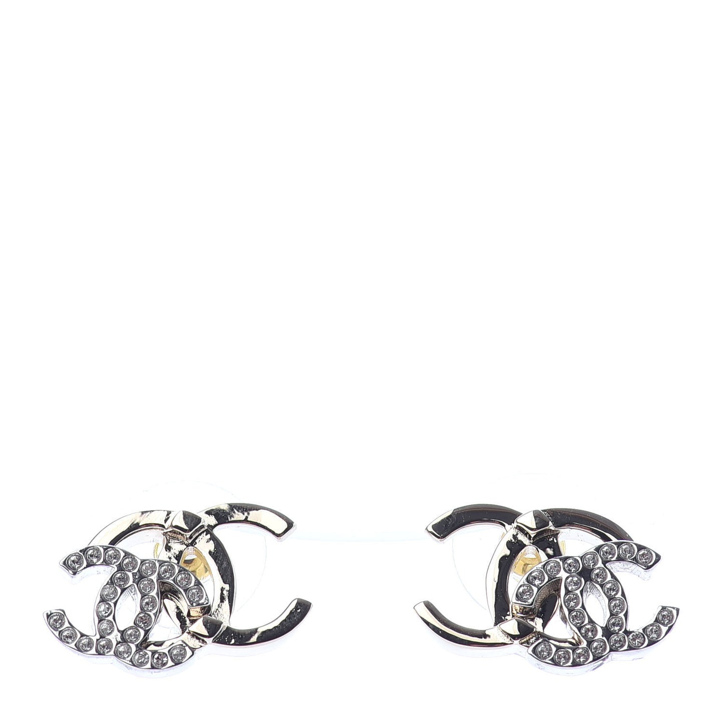 Crystal Double CC Earrings Gold Silver