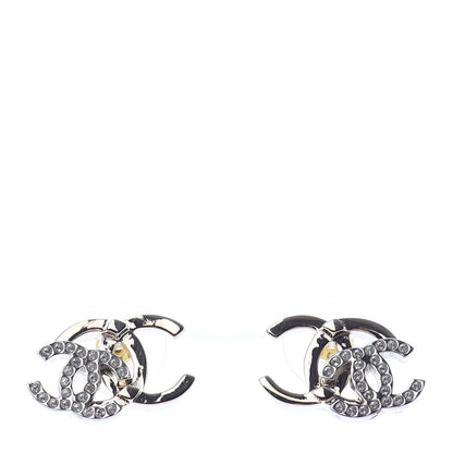 Chanel Crystal Double CC Earrings Gold Silver 1 of 4