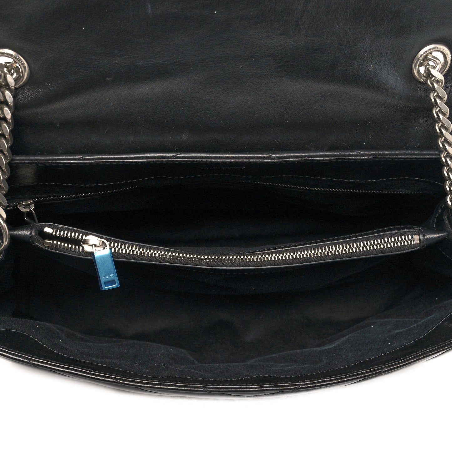 Calfskin Y Quilted Monogram Large Loulou Chain Satchel Black