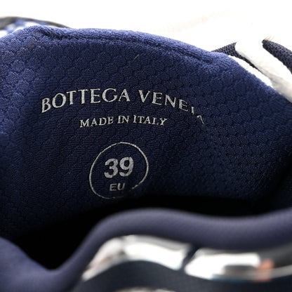 Bottega Veneta Calfskin Fishnet Fabric Orbit Sneakers 39 Navy Silver 9 of 9