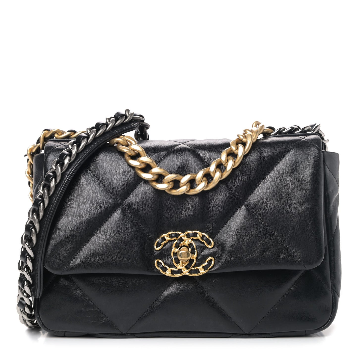 Lambskin Quilted Medium Chanel 19 Flap Black